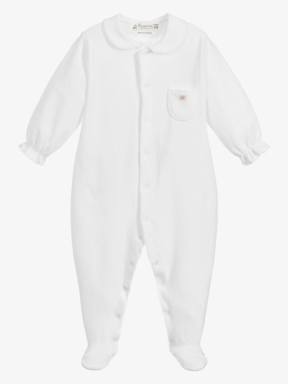 Bonpoint Baby White Velour Footed Sleeper Peter Pan Collar 54 Newborn